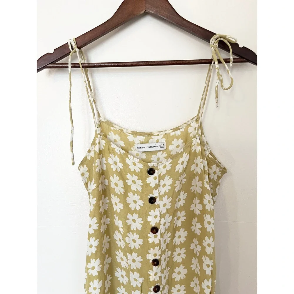 Anthropologie Faithfull the Brand Arrieta Daisy Midi Slit Dress Tie Strap Size 4